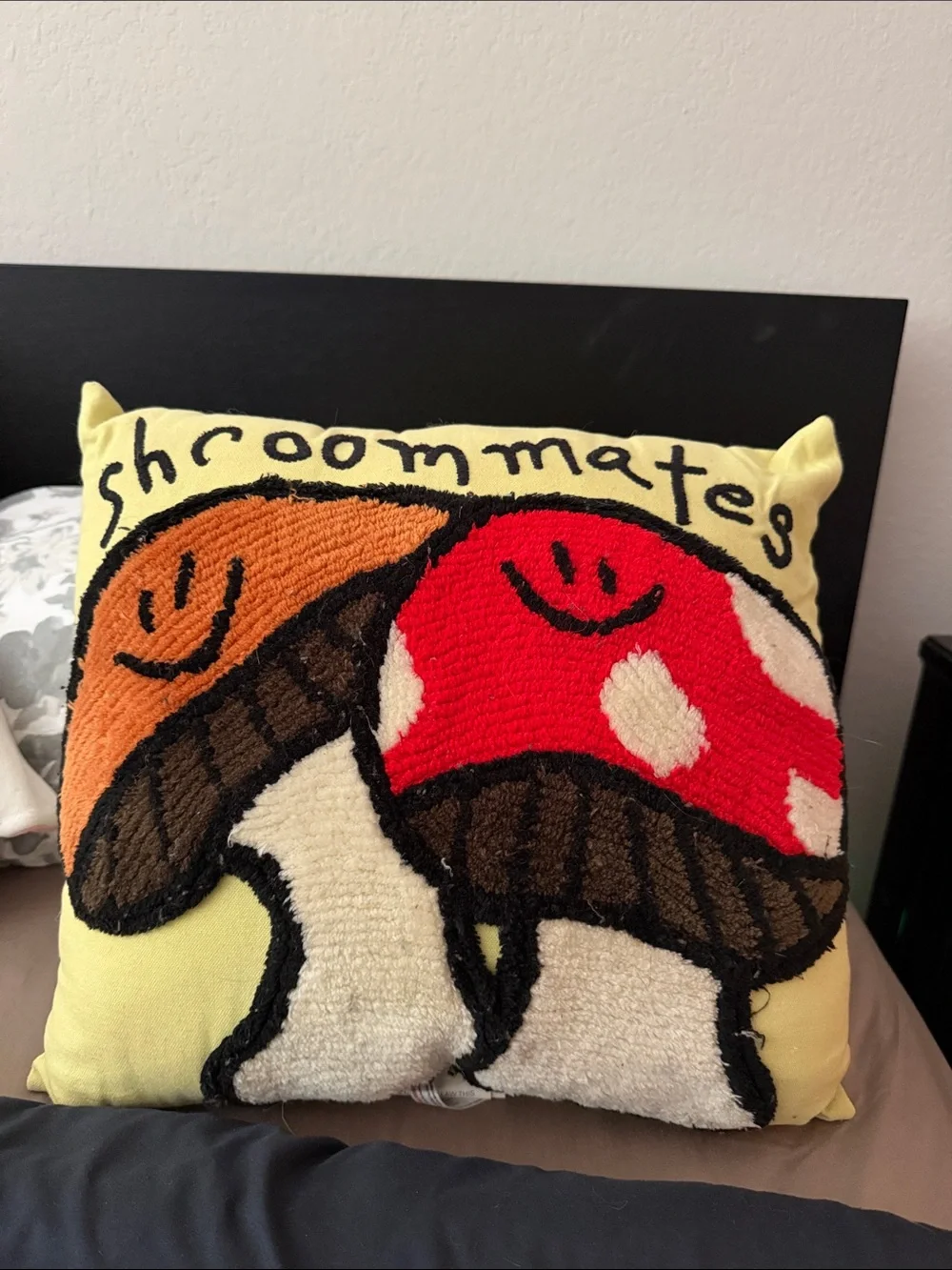 Urban Outfitters Yellow Mushroom 'shroommates' Decorative Pillow